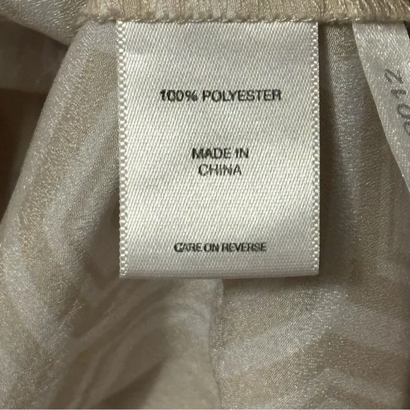 New York & Company Cream Geometric Long Sleeve Blouse - Picture 11 of 15